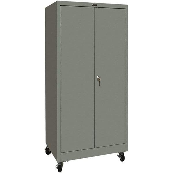 Hallowell - 4 Shelf Mobile Storage Cabinet - Steel, 48" Wide x 24" Deep x 72" High, Gray - All Tool & Supply