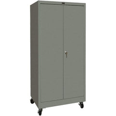 Hallowell - 4 Shelf Mobile Storage Cabinet - Steel, 36" Wide x 24" Deep x 72" High, Gray - All Tool & Supply