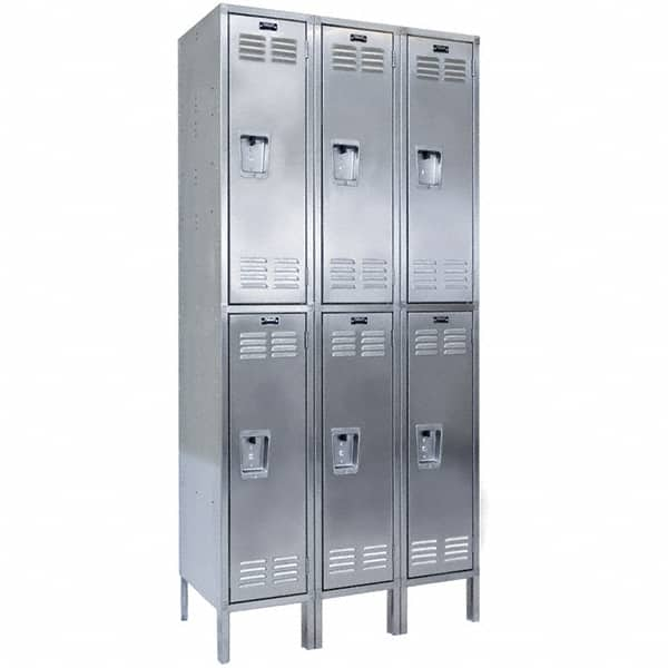 Hallowell - 6 Door, 2 Tier, Stainless Steel Locker - All Tool & Supply