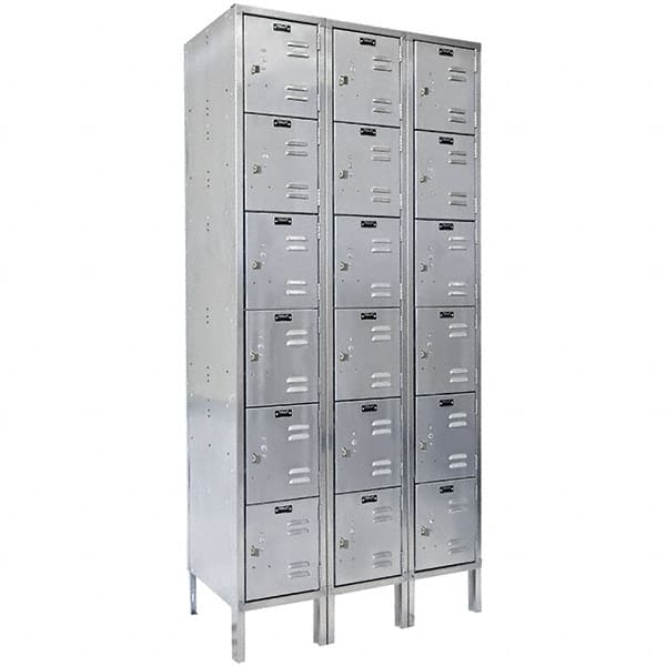 Hallowell - 18 Door, 6 Tier, Stainless Steel Locker - All Tool & Supply