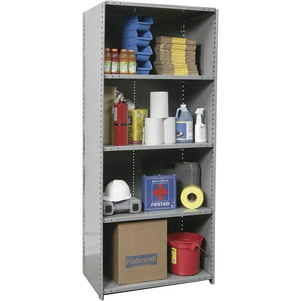 Hallowell - 5 Shelf, 1,250 Lb. Capacity, Closed Shelving Starter Unit - 36 Inch Wide x 24 Inch Deep x 87 Inch High, Gray - All Tool & Supply