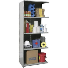 Hallowell - 5 Shelf, 350 Lb. Capacity, Closed Shelving Add-On Unit - 48 Inch Wide x 24 Inch Deep x 87 Inch High, Gray - All Tool & Supply