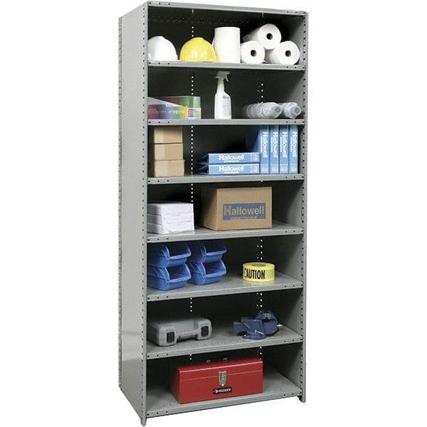 Hallowell - 8 Shelf, 375 Lb. Capacity, Closed Shelving Starter Unit - 48 Inch Wide x 18 Inch Deep x 87 Inch High, Gray - All Tool & Supply