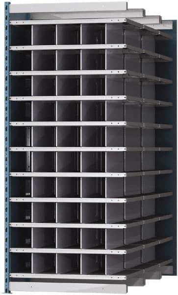 Hallowell - 50 Bin Heavy-Duty Deep Bin Industrial Shelving - 36 Inch Overall Width x 72 Inch Overall Depth x 87 Inch Overall Height, Blue and Platinum Steel Bins - All Tool & Supply