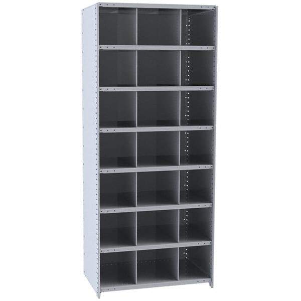 Hallowell - 21 Bin Closed Industrial Bin Shelving - 36 Inch Overall Width x 18 Inch Overall Depth x 87 Inch Overall Height, Gray Metal Bins - All Tool & Supply