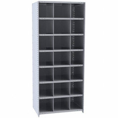 Hallowell - 21 Bin Closed Industrial Bin Shelving - 36 Inch Overall Width x 12 Inch Overall Depth x 87 Inch Overall Height, Gray Metal Bins - All Tool & Supply