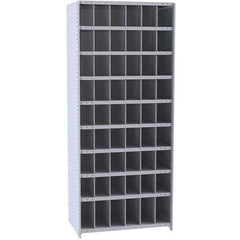 Hallowell - 54 Bin Closed Industrial Bin Shelving - 36 Inch Overall Width x 12 Inch Overall Depth x 87 Inch Overall Height, Gray Metal Bins - All Tool & Supply