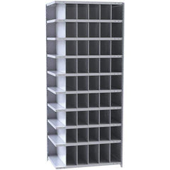 Hallowell - 54 Bin Closed Industrial Bin Shelving - 36 Inch Overall Width x 18 Inch Overall Depth x 87 Inch Overall Height, Gray Metal Bins - All Tool & Supply