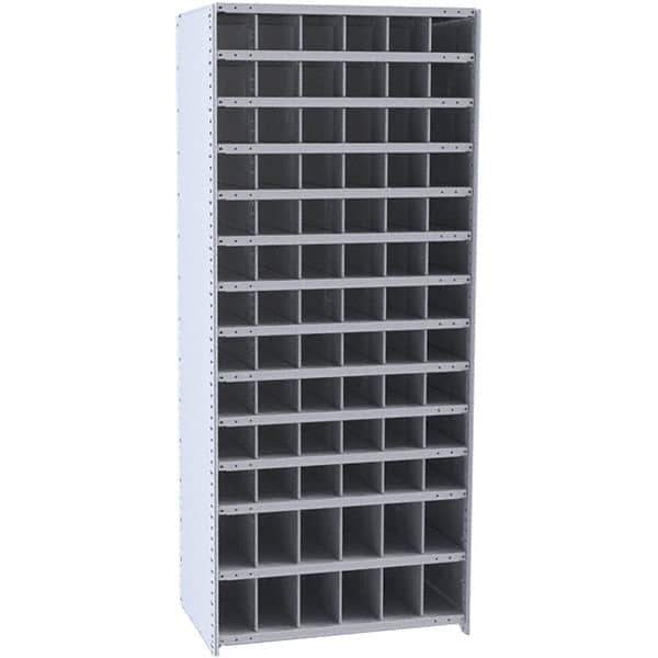 Hallowell - 78 Bin Closed Industrial Bin Shelving - 36 Inch Overall Width x 12 Inch Overall Depth x 87 Inch Overall Height, Gray Metal Bins - All Tool & Supply