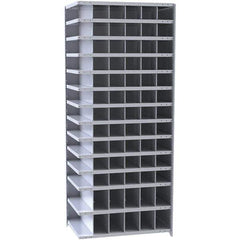 Hallowell - 78 Bin Closed Industrial Bin Shelving - 36 Inch Overall Width x 12 Inch Overall Depth x 87 Inch Overall Height, Gray Metal Bins - All Tool & Supply