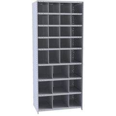 Hallowell - 29 Bin Closed Industrial Bin Shelving - 36 Inch Overall Width x 12 Inch Overall Depth x 87 Inch Overall Height, Gray Metal Bins - All Tool & Supply