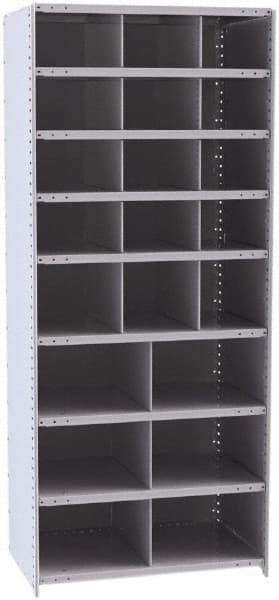 Hallowell - 21 Bin Closed Industrial Bin Shelving - 36 Inch Overall Width x 24 Inch Overall Depth x 87 Inch Overall Height, Gray Metal Bins - All Tool & Supply