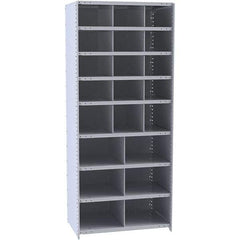 Hallowell - 21 Bin Closed Industrial Bin Shelving - 36 Inch Overall Width x 12 Inch Overall Depth x 87 Inch Overall Height, Gray Metal Bins - All Tool & Supply