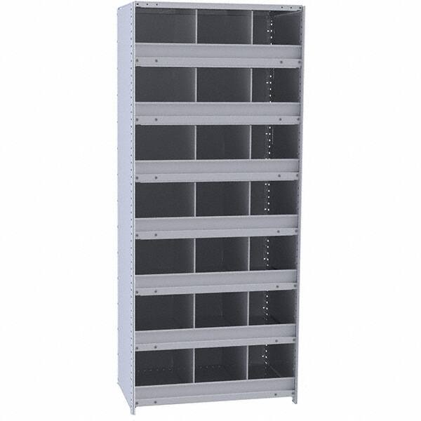 Hallowell - 21 Bin Closed Industrial Bin Shelving - 36 Inch Overall Width x 18 Inch Overall Depth x 87 Inch Overall Height, Gray Metal Bins - All Tool & Supply