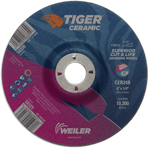 6X1/4 TIGER CERAMIC T27 GRIND WHL - All Tool & Supply