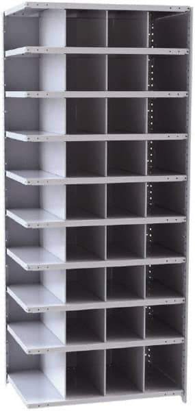 Hallowell - 36 Bin Closed Industrial Bin Shelving - 36 Inch Overall Width x 24 Inch Overall Depth x 87 Inch Overall Height, Gray Metal Bins - All Tool & Supply