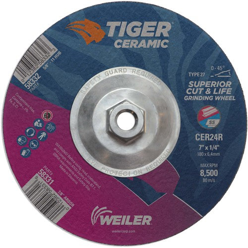 7X1/4 TIGER CERAMIC T27 GRIND WHL - All Tool & Supply