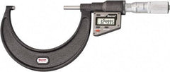 Starrett - 76 to 101 mm Range, 0.0001" Resolution, Standard Throat, Electronic Outside Micrometer - 0.0002" Accuracy, Friction Thimble, Micro Lapped Carbide Face, CR2450 Battery, Includes 3V Battery - All Tool & Supply