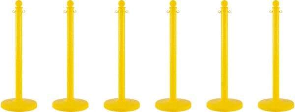 PRO-SAFE - 40" High, 2-1/2" Pole Diam, Warning Post - 14" Base Diam, Round Plastic Base, Yellow Plastic Post, For Outdoor Use - All Tool & Supply