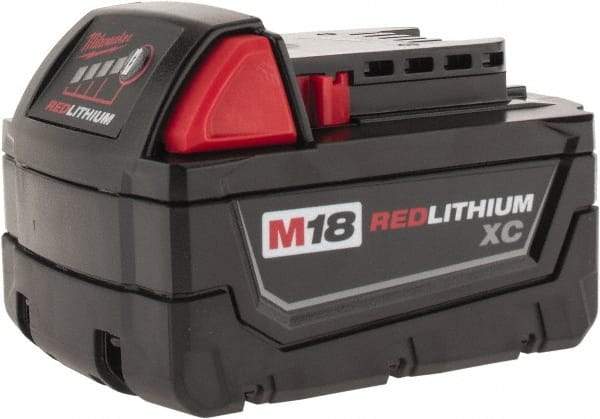 Milwaukee Tool - 18 Volt Lithium-Ion Power Tool Battery - 4 Ahr Capacity, 1-1/2 hr Charge Time, Series M18 XC RED - All Tool & Supply