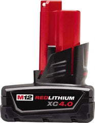 Milwaukee Tool - 12 Volt Lithium-Ion Power Tool Battery - 4 Ahr Capacity, 1-1/2 hr Charge Time, Series M12 XC RED - All Tool & Supply