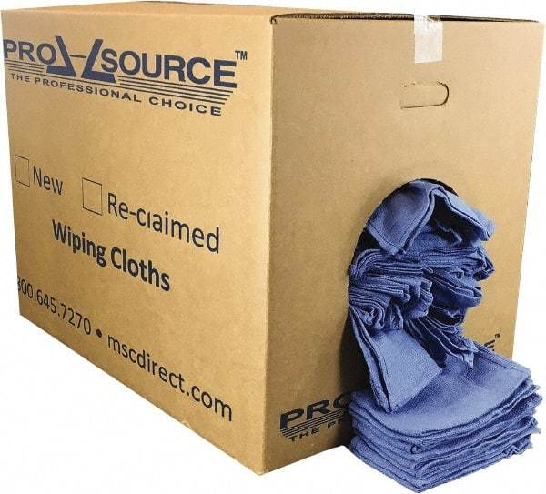 PRO-SOURCE - 25 Inch Long x 16 Inch Wide Virgin Cotton Rags - Blue, Huck, Lint Free, 50 Lbs. at 5 to 7 per Pound, Box - All Tool & Supply