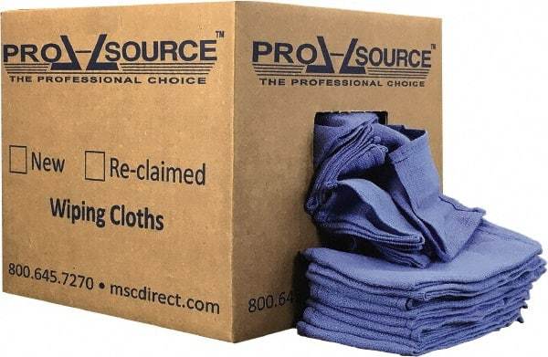 PRO-SOURCE - 25 Inch Long x 16 Inch Wide Virgin Cotton Rags - Blue, Huck, Lint Free, 10 Lbs. at 5 to 7 per Pound, Box - All Tool & Supply