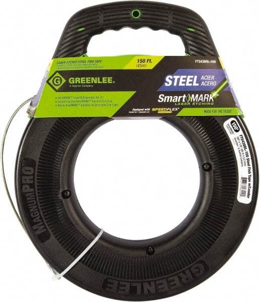 Greenlee - 150 Ft. Long x 1/8 Inch Wide, Steel Fish Tape - Includes Case - All Tool & Supply