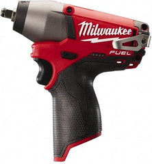 Milwaukee Tool - 3/8" Drive 12 Volt Pistol Grip Cordless Impact Wrench & Ratchet - 0 to 2,650 RPM, 0 to 3,500 BPM, 116.66 Ft/Lb Torque, Lithium-Ion Batteries Not Included - All Tool & Supply