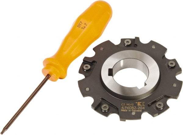 Kennametal - Arbor Hole Connection, 0.1575" Cutting Width, 0.5906" Depth of Cut, 80mm Cutter Diam, 1-1/16" Hole Diam, 5 Tooth Indexable Slotting Cutter - 90° SN Toolholder, SNHX Insert - All Tool & Supply