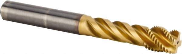 Kennametal - M14x2.00 Metric 4 Flute 6HX Modified Bottoming Spiral Flute Tap - Solid Carbide, TiAlN Finish, 110mm OAL, Right Hand Flute, Right Hand Thread, Series T331 - All Tool & Supply