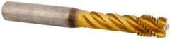 Kennametal - M12x1.50 Metric Fine 4 Flute 6HX Modified Bottoming Spiral Flute Tap - Solid Carbide, TiAlN Finish, 100mm OAL, Right Hand Flute, Right Hand Thread, Series T331 - All Tool & Supply