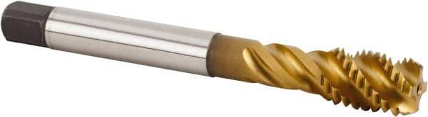 Kennametal - M14x2.00 Metric 4 Flute 6HX Bottoming Spiral Flute Tap - Powdered Metal, TiN Finish, 110mm OAL, Right Hand Flute, Right Hand Thread, Series T633 - All Tool & Supply