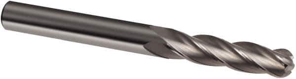 Guhring - 8mm Diam, 40mm LOC, 4 Flute Solid Carbide Ball End Mill - Uncoated, Single End, 100mm OAL, 8mm Shank Diam, Spiral Flute - All Tool & Supply