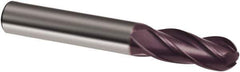 Guhring - 7/16" Diam, 2" LOC, 4 Flute Solid Carbide Ball End Mill - Super-A Finish, Single End, 4-1/2" OAL, 7/16" Shank Diam, Spiral Flute - All Tool & Supply