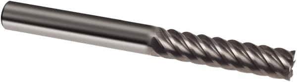 Guhring - 1/2", 2" LOC, 1/2" Shank Diam, 4-1/2" OAL, 6 Flute, Solid Carbide Square End Mill - Single End, Uncoated, Spiral Flute, 45° Helix, Right Hand Cut, Right Hand Flute, Series 3180 - All Tool & Supply