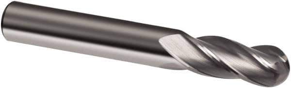 Guhring - 9/16" Diam, 1-1/8" LOC, 4 Flute Solid Carbide Ball End Mill - Uncoated, Single End, 3-1/2" OAL, 9/16" Shank Diam, Spiral Flute - All Tool & Supply