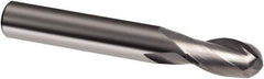 Guhring - 9/16" Diam, 1-1/8" LOC, 2 Flute Solid Carbide Ball End Mill - Uncoated, Single End, 3-1/2" OAL, 9/16" Shank Diam, Spiral Flute - All Tool & Supply