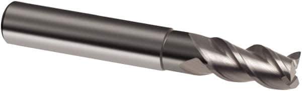 Guhring - 12mm, 22mm LOC, 12mm Shank Diam, 83mm OAL, 3 Flute, Solid Carbide Square End Mill - Single End, Uncoated, Spiral Flute, 39/40/41° Helix, Centercutting, Right Hand Cut, Right Hand Flute, Series 3472 - All Tool & Supply