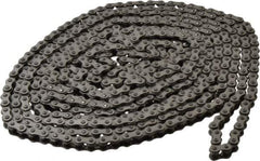 Browning - 1/4" Pitch, ANSI 25, Single Strand Roller Chain - Chain No. 25SS, 10 Ft. Long, 0.13" Roller Diam, 1/8" Roller Width - All Tool & Supply