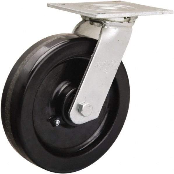 Hamilton - 8" Diam x 2" Wide x 9-1/2" OAH Top Plate Mount Swivel Caster - Phenolic, 900 Lb Capacity, Straight Roller Bearing, 5 x 5-1/2" Plate - All Tool & Supply