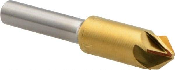 M.A. Ford - 3/8" Head Diam, 1/4" Shank Diam, 6 Flute 82° High Speed Steel Countersink - TiN Finish, 2" OAL - All Tool & Supply