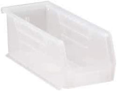 Quantum Storage - 30 Lb. Load Capacity, 10-7/8" Deep, Clear Polypropylene Hopper Stacking Bin - 4" High x 4-1/8" Wide x 10-7/8" Long - All Tool & Supply