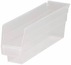 Quantum Storage - 30 Lb. Load Capacity, 11-5/8" Deep, Clear Polypropylene Hopper Shelf Bin - 4" High x 2-3/4" Wide x 11-5/8" Long - All Tool & Supply