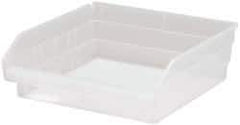 Quantum Storage - 30 Lb. Load Capacity, 11-5/8" Deep, Clear Polypropylene Hopper Shelf Bin - 4" High x 11-1/8" Wide x 11-5/8" Long - All Tool & Supply