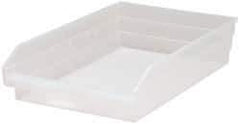 Quantum Storage - 40 Lb. Load Capacity, 17-7/8" Deep, Clear Polypropylene Hopper Shelf Bin - 4" High x 11-1/8" Wide x 17-7/8" Long - All Tool & Supply