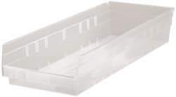 Quantum Storage - 50 Lb. Load Capacity, 23-5/8" Deep, Clear Polypropylene Hopper Shelf Bin - 4" High x 8-3/8" Wide x 23-5/8" Long - All Tool & Supply