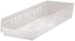 Quantum Storage - 50 Lb. Load Capacity, 23-5/8" Deep, Clear Polypropylene Hopper Shelf Bin - 4" High x 8-3/8" Wide x 23-5/8" Long - All Tool & Supply