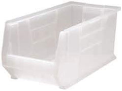 Quantum Storage - 125 Lb. Load Capacity, 23-7/8" Deep, Clear Polypropylene Hopper Stacking Bin - 10" High x 11" Wide x 23-7/8" Long - All Tool & Supply