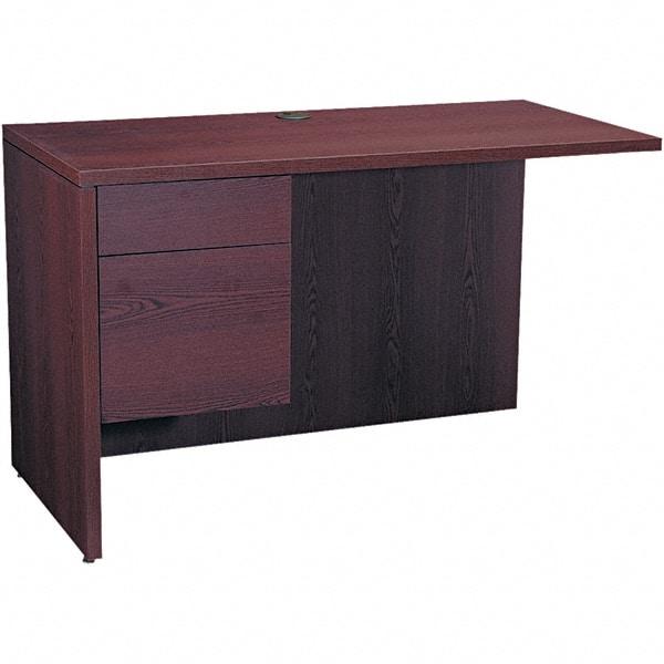 Hon - Woodgrain Laminate Workstation Desk with Center Drawer - 48" Wide x 24" Deep x 29-1/2" High, Mahogany - All Tool & Supply